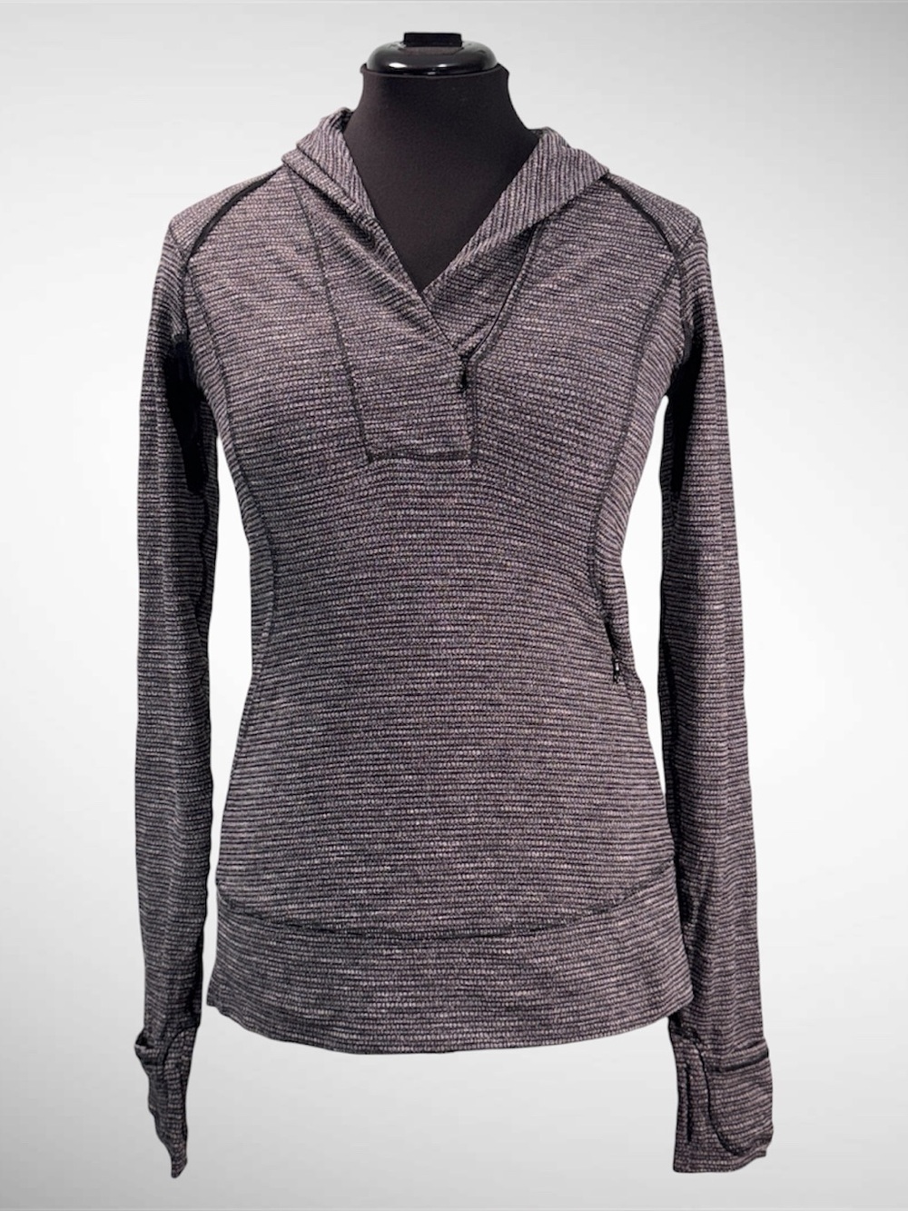 Women’s Lululemon Heathered Black Think Fast 1/4 Zip Pullover Size 6